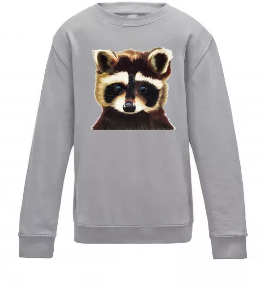 Детский Свитшот Коричневий єнот Серый меланж фото