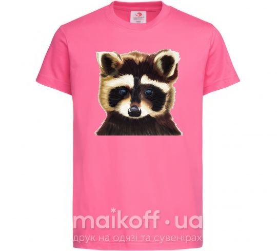 Детская футболка Коричневый енот Ярко-розовый фото