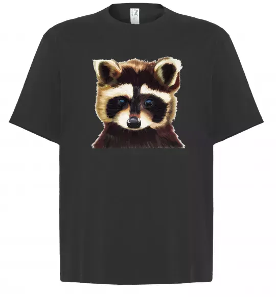 Футболка Оверсайз Коричневий єнот Черный фото