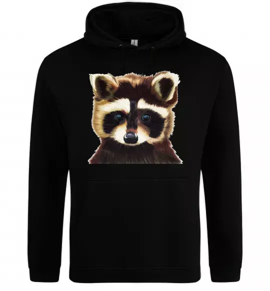 Женская толстовка (худи) Коричневий єнот Черный фото