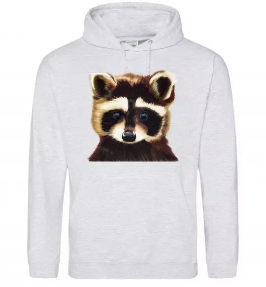 Женская толстовка (худи) Коричневий єнот Серый меланж фото