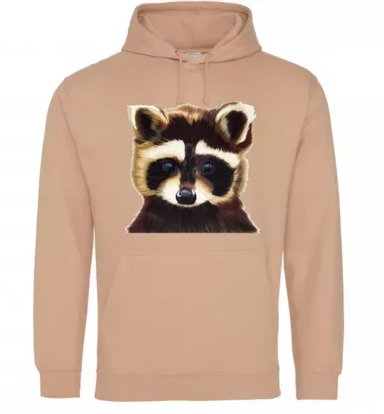 Женская толстовка (худи) Коричневий єнот Песочный фото