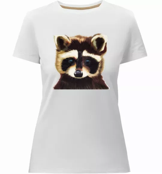 Женская премиум футболка Коричневий єнот Белый фото