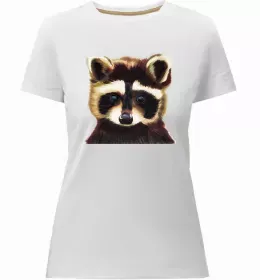 Женская премиум футболка Єнот зелений Белый фото