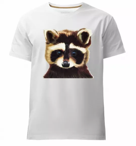 Мужская премиум футболка Коричневий єнот Белый фото