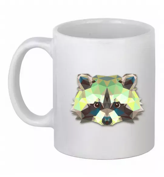 Чашка керамічна Єнот зелений Білий фото