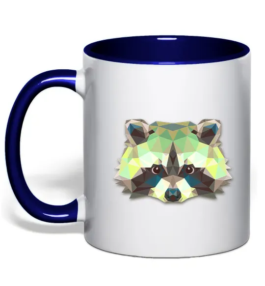 Чашка з кольоровою ручкою Єнот зелений Глибокий темно-синій фото