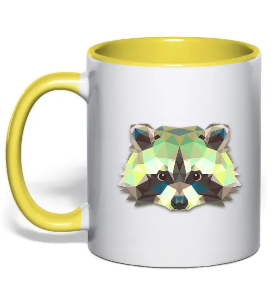 Чашка з кольоровою ручкою Єнот зелений Лимонний фото