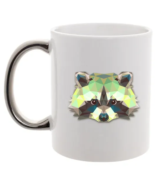 Чашка з кольоровою ручкою Єнот зелений Срібло фото