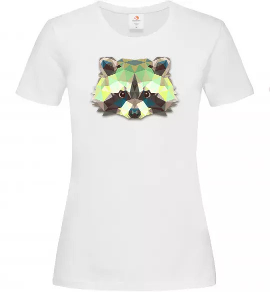 Женская футболка Єнот зелений Белый фото