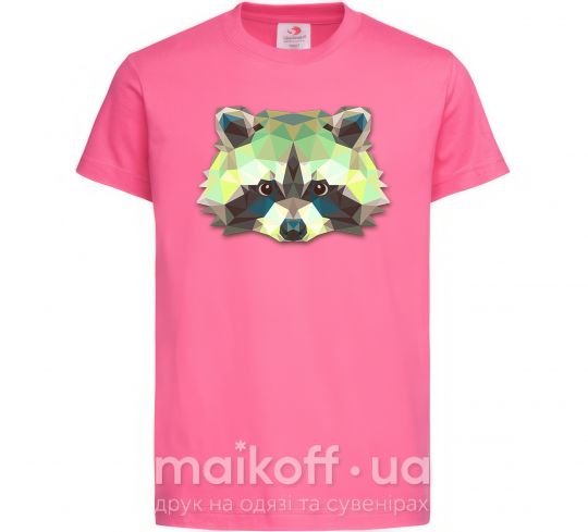Детская футболка Енот зеленый Ярко-розовый фото
