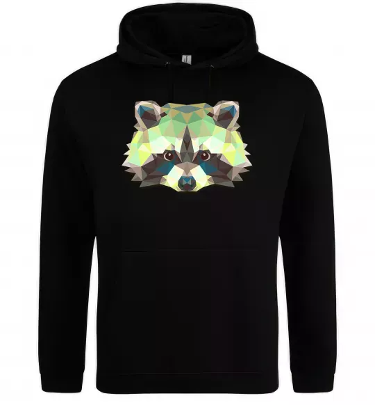 Мужская толстовка (худи) Єнот зелений Черный фото