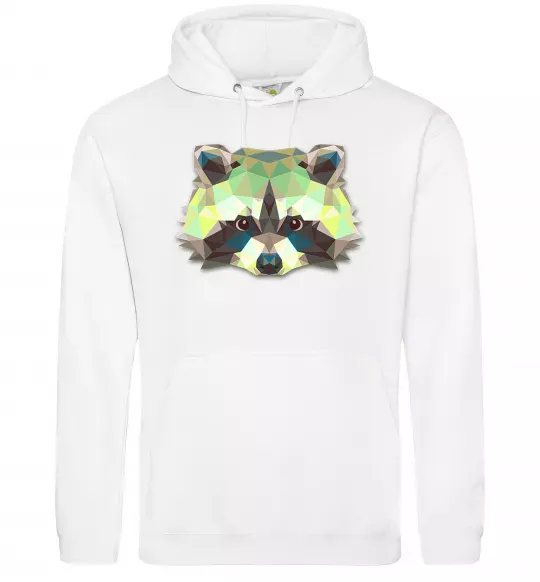 Мужская толстовка (худи) Єнот зелений Белый фото