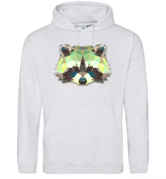 Женская толстовка (худи) Єнот зелений Серый меланж фото