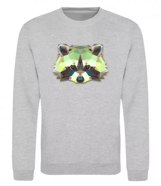 Свитшот Єнот зелений Серый меланж фото