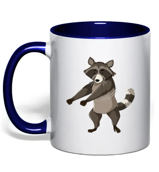 Чашка з кольоровою ручкою Єнот танцює Глибокий темно-синій фото