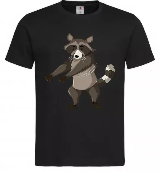 Чоловіча футболка Єнот танцює Чорний фото