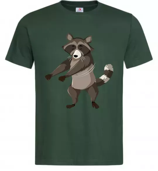 Чоловіча футболка Єнот танцює Темно-зелений фото