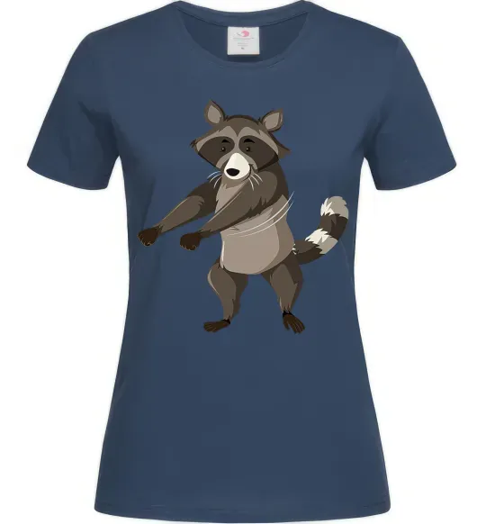 Женская футболка Єнот танцює Темно-синий фото