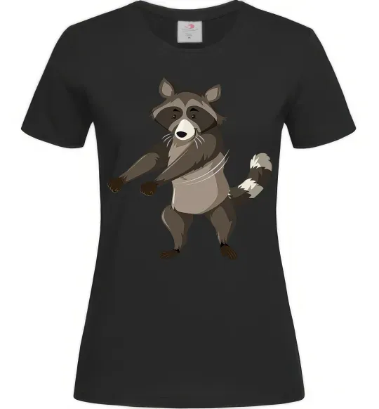 Женская футболка Єнот танцює Черный фото