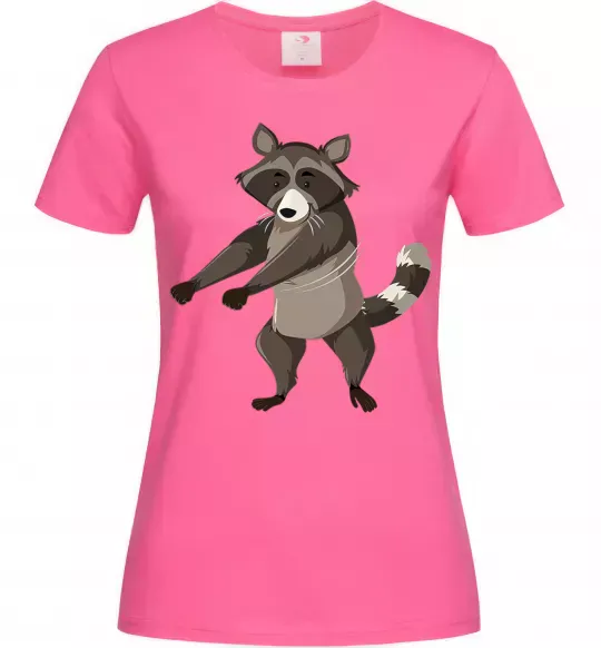 Женская футболка Єнот танцює Ярко-розовый фото