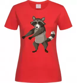 Женская футболка Єнот танцює Красный фото