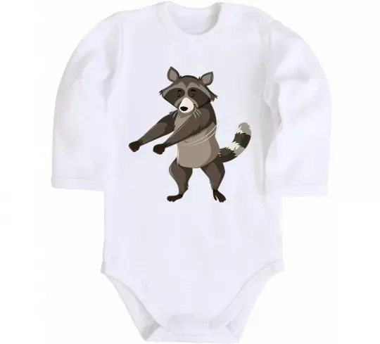 Детский боди Єнот танцює Белый фото