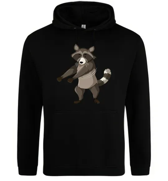 Чоловіча толстовка (худі) Єнот танцює Чорний фото