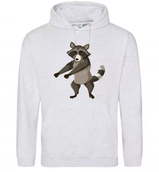 Чоловіча толстовка (худі) Єнот танцює Сірий меланж фото