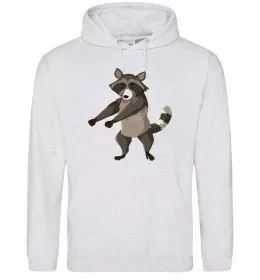 Мужская толстовка (худи) Єнот танцює Серый меланж фото