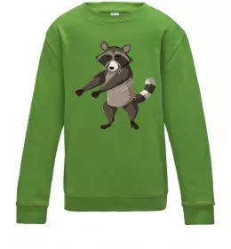 Дитячий світшот Єнот танцює Лаймовий фото