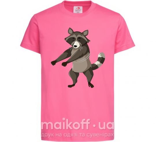 Детская футболка Енот танцует Ярко-розовый фото