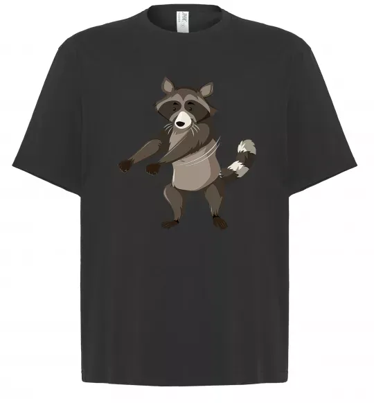 Футболка Оверсайз Єнот танцює Черный фото