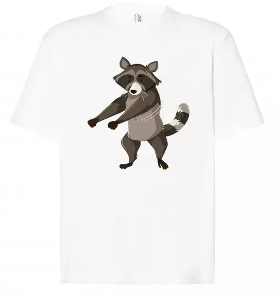 Футболка Оверсайз Єнот танцює Белый фото