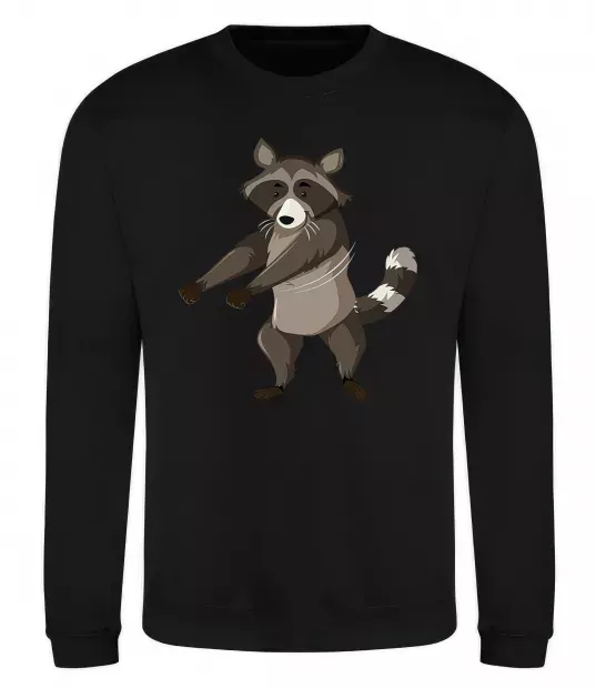 Світшот Єнот танцює Чорний фото