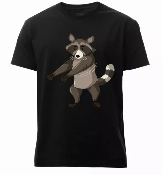 Мужская премиум футболка Єнот танцює Черный фото