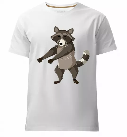 Мужская премиум футболка Єнот танцює Белый фото