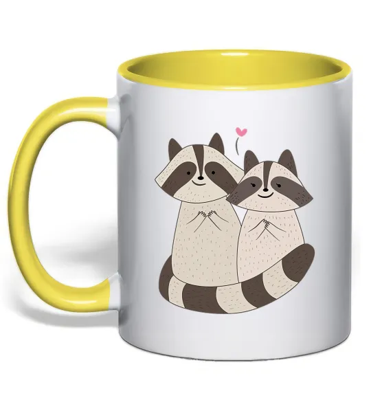 Чашка з кольоровою ручкою Два єноти Лимонний фото