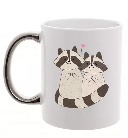 Чашка з кольоровою ручкою Два єноти Срібло фото