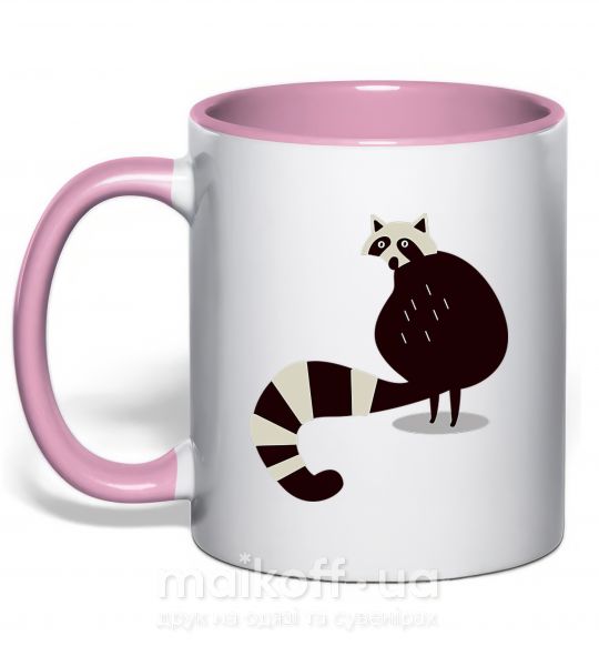 Чашка с цветной ручкой Хвост енота Нежно розовый фото