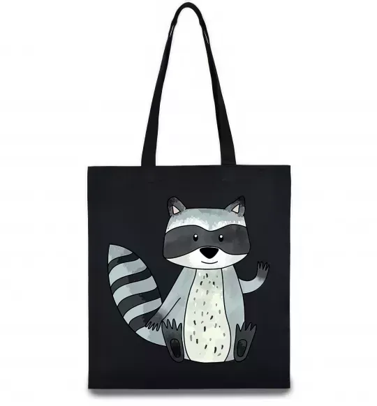 Еко-сумка Say hi to racoon Чорний фото