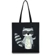 Еко-сумка Say hi to racoon Чорний фото