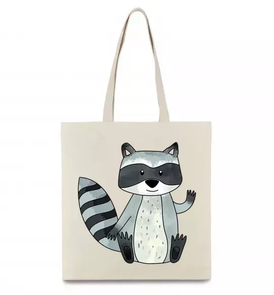 Еко-сумка Say hi to racoon Бежевий фото