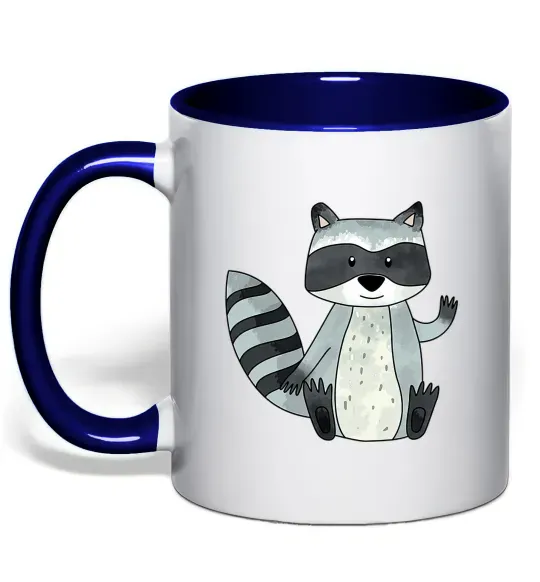Чашка з кольоровою ручкою Say hi to racoon Глибокий темно-синій фото