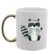 Чашка з кольоровою ручкою Say hi to racoon Золото фото