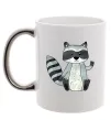 Чашка з кольоровою ручкою Say hi to racoon Срібло фото
