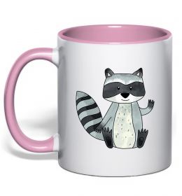 Чашка с цветной ручкой Say hi to racoon