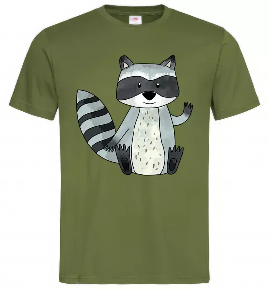 Чоловіча футболка Say hi to racoon Оливковий фото