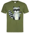 Чоловіча футболка Say hi to racoon Оливковий Чоловіча футболка Say hi to racoon Оливковий фото