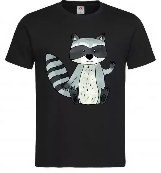 Чоловіча футболка Say hi to racoon Чорний фото